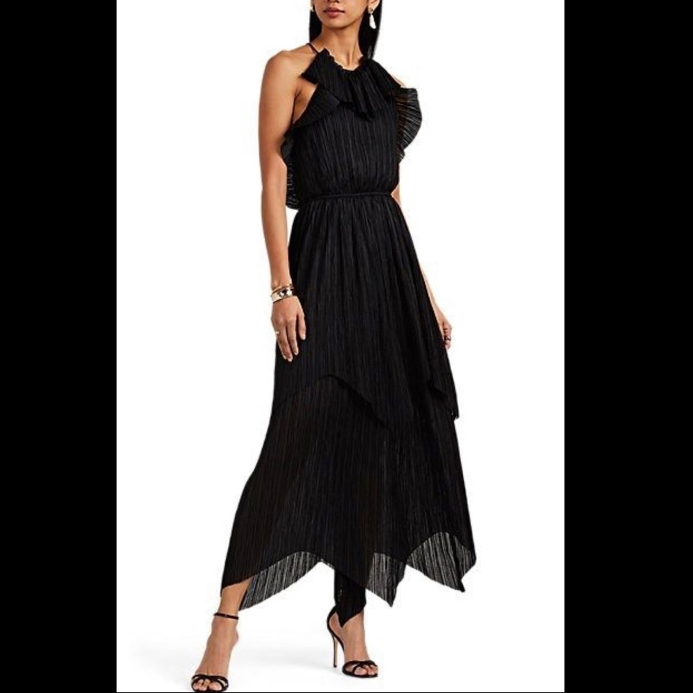 NWT Manning Cartell Black Vertical Impact Pleated Dress / Revolve